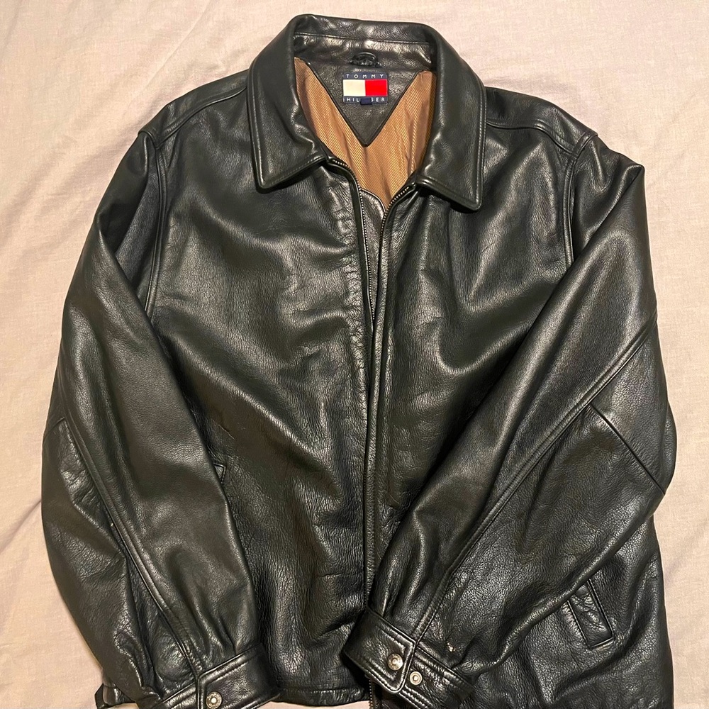 Tommy Hilfiger leather bomber jacket